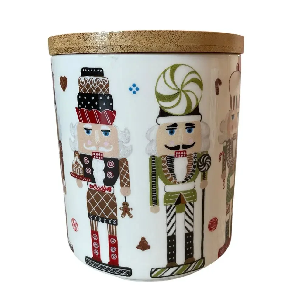 Grace Teaware Christmas NUTCRACKER Ceramic Canister w/ Wood Lid 6
